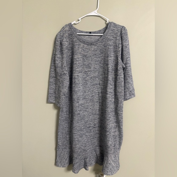 Talbots Dresses & Skirts - Talbots Puff Shoulder Space Dye Gray Ruffle Hem Dress Size 1X Minimalist Office